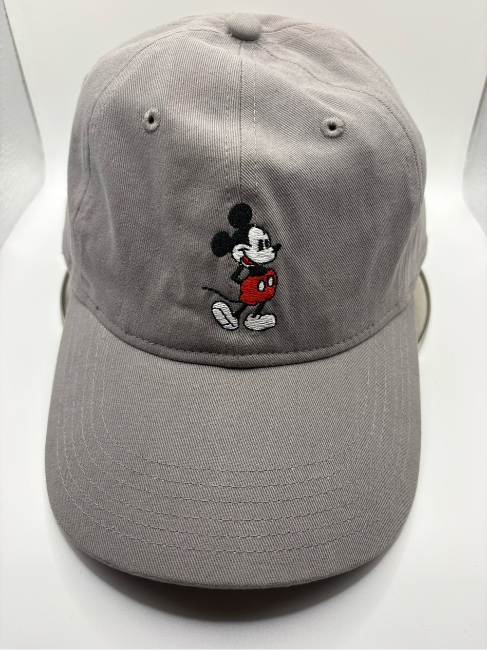 Disney Mickey Mouse Gray Embroidered Dad Hat Adjustable Strapback